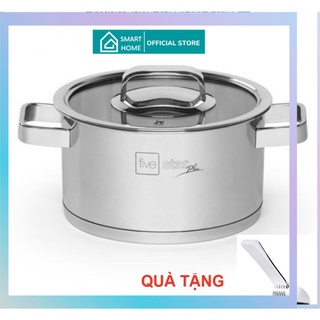 Nồi inox 304 Fivestar 3 đáy quai vuông nắp kính,dùng được bếp từ ,tặng 5 muỗng (16cm / 18cm / 20cm / 24cm )
