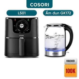 COMBO Nồi chiên không dầu Cosori CO158 AF(5,5 lít) gợi ý chế độ và Bình ấm đun siêu tốc Cosori GK172CO 1.7L