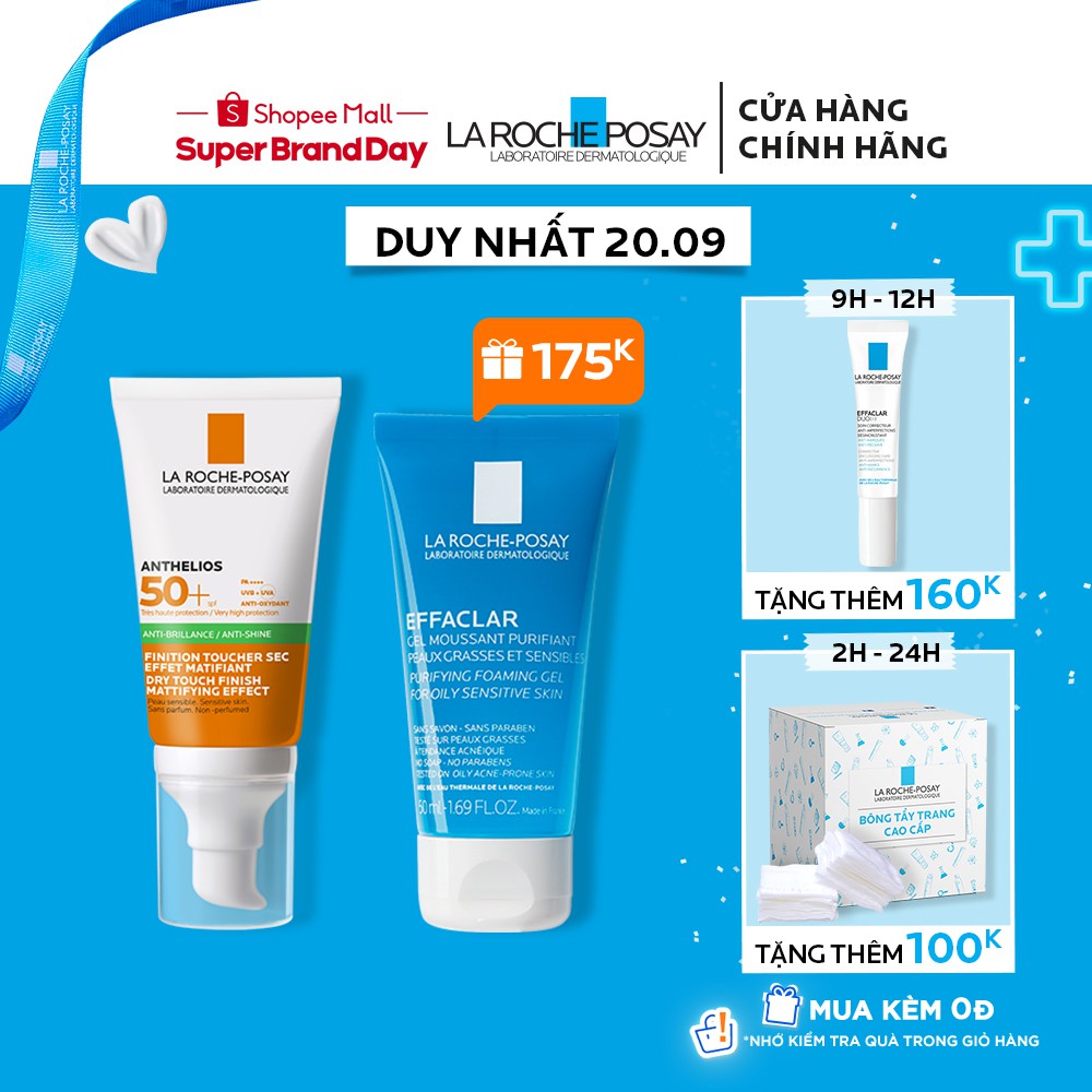 Kem chống nắng giúp kiểm soát bóng nhờn & bảo vệ da trước tia UVB UVA SPF 50+ La Roche-Posay Anthelios XL Dry Touch 50ml