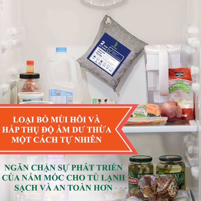 [SALE SỐC] Than Hoạt Tính 4 Túi Giảm 125k Khử Mùi Thuốc Lá, Hút Ẩm, Tủ Lạnh, Ô Tô, Phòng Ngủ, Nhà Vệ Sinh 200g-NABAKO