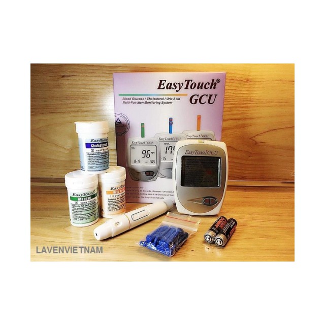 Bộ Máy Đo Đường Huyết, Mỡ Máu, Gout - Axit Uric Easytouch GCU - Dòng Máy Cao Cấp + Mua 3 bộ tặng đồng hồ