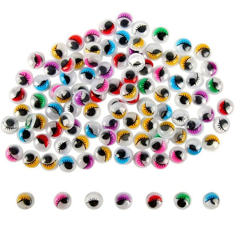 50PCs Coloured Eyelashes Wiggly Wobbly Googly Eyes Lash For DIY Craft Decor C