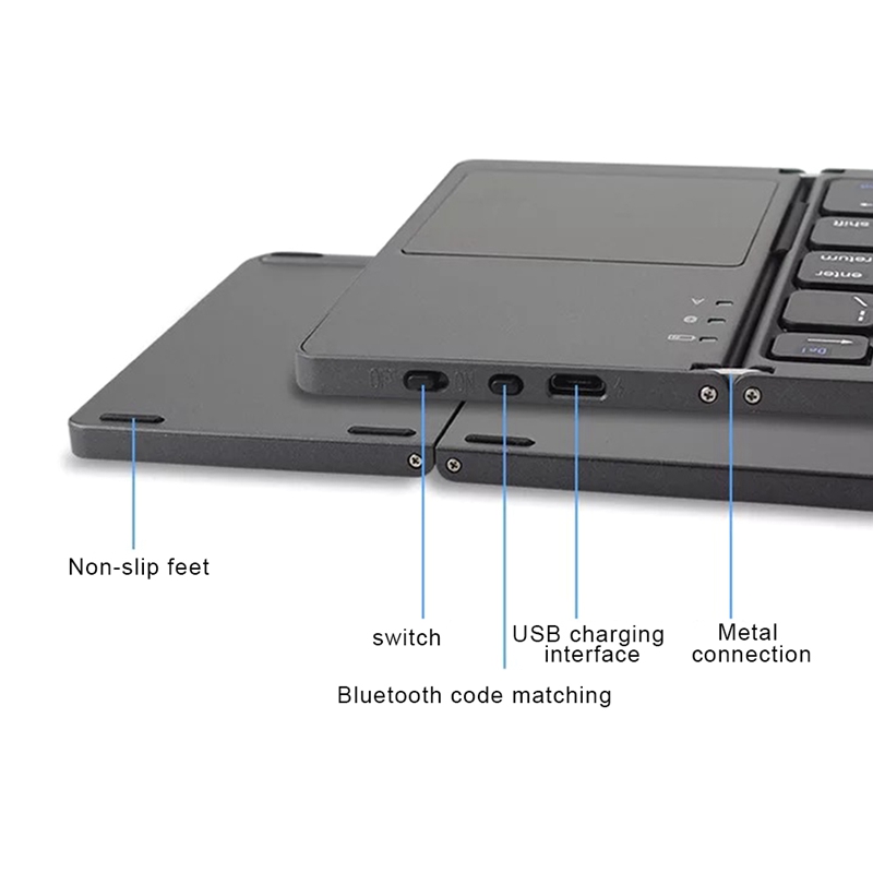 Bàn phím bluetooth không dây siêu mỏng gấp ba dễ mang theo cho văn phòng
