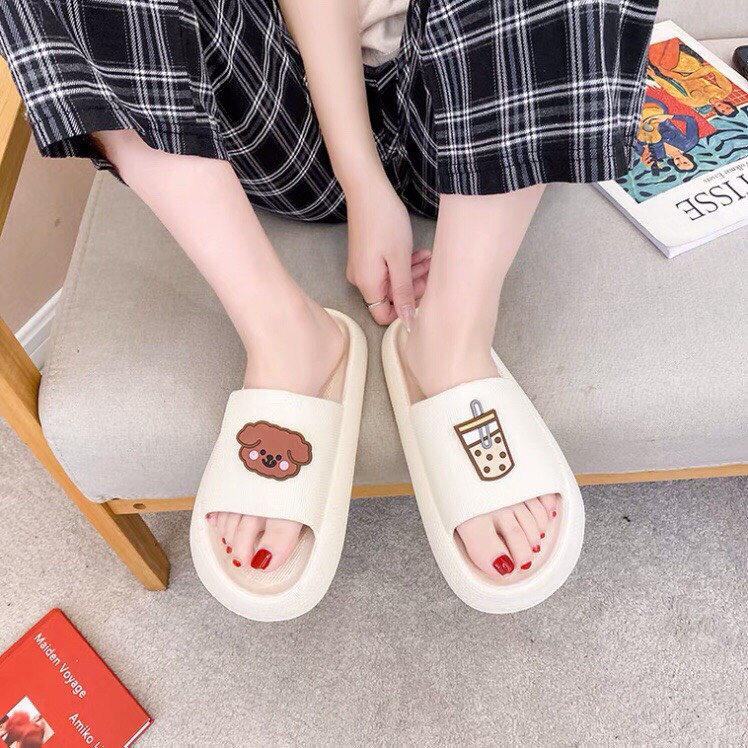 Dép Nữ Quai Ngang Gấu Trà Sữa KuTe Cao Cấp Hót Hít