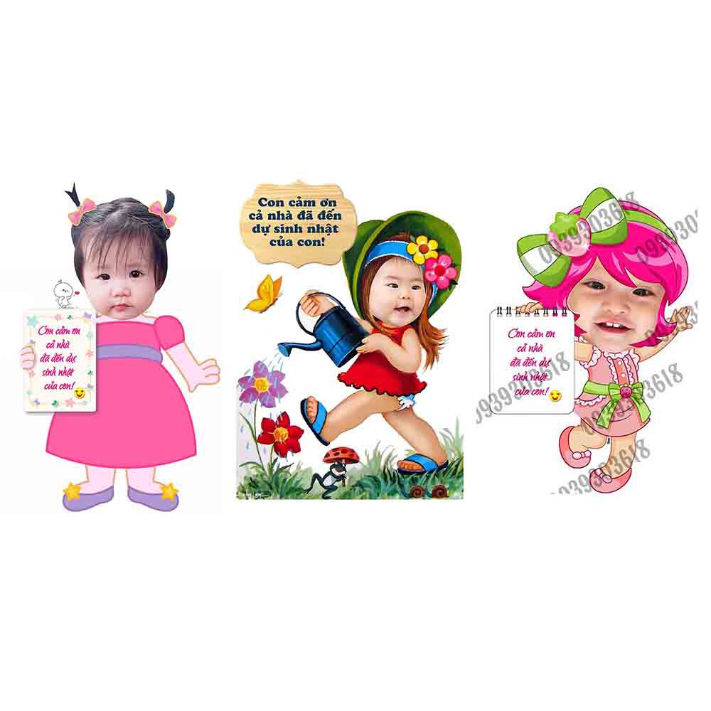 Nhận Đặt gấp_Hình Chibi CẢM ƠN để bàn trang trí sinh nhật cho bé