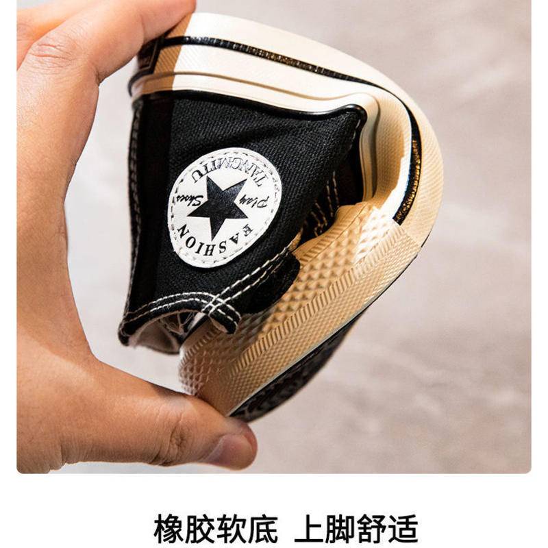 Giày Thể Thao Vải Canvas Cổ Cao Khóa Dán Cổ Điển Thời Trang Mùa Xuân Cho Bé Gái 5