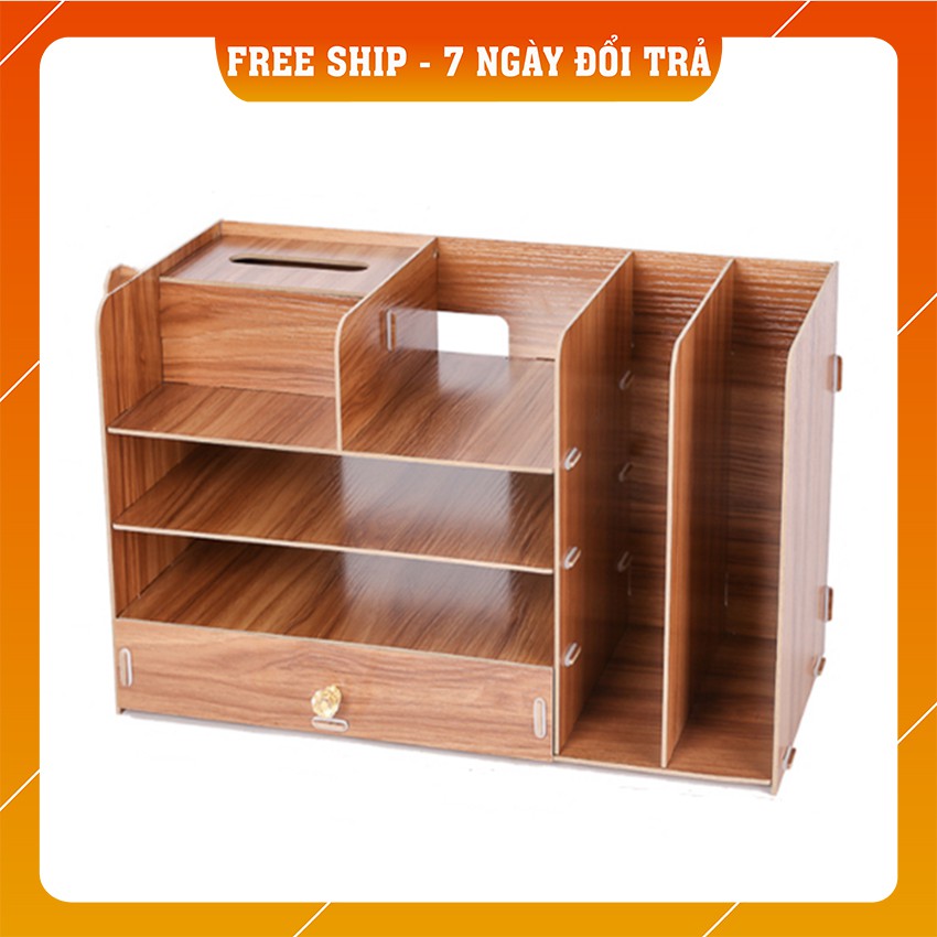 Kệ để bàn  FREE SHIP  Giá kệ để sách vở tài liệu bàn làm việc có ngăn kéo – chất liệu gỗ tặng giá đỡ điện thoại