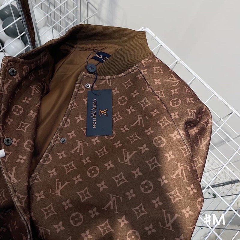 Áo khoác da lộn Lv màu tây