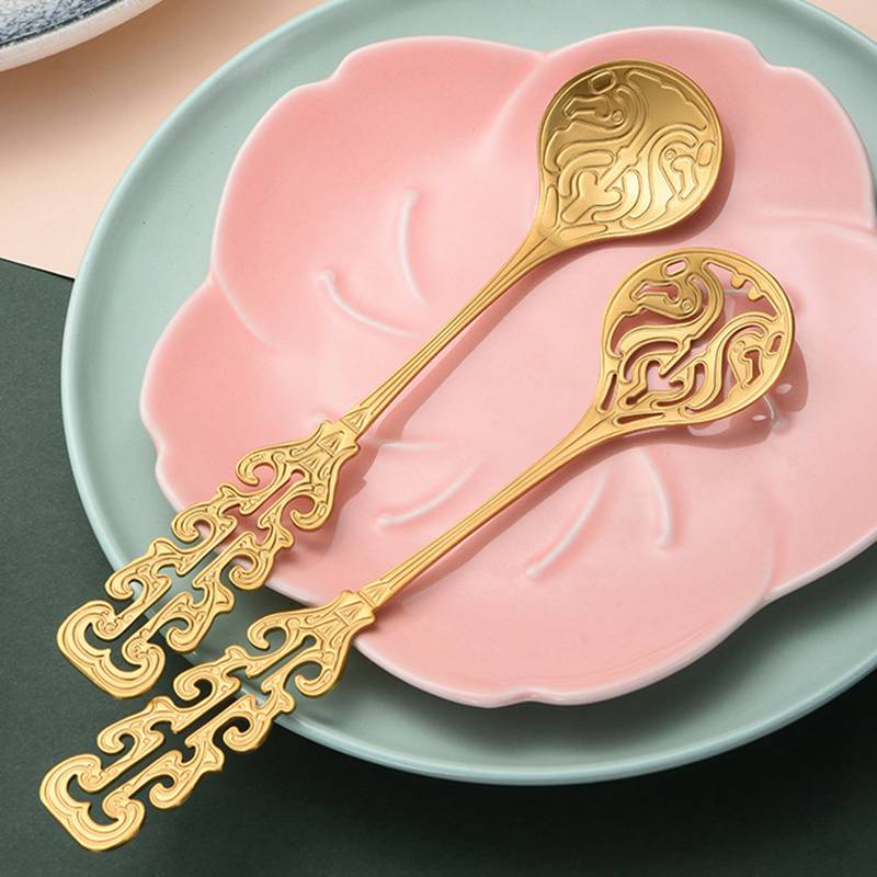 Muỗng Cà Phê Tay Cầm Dài Bằng Thép Không Gỉ Phong Cách Châu Âu Sang Trọng