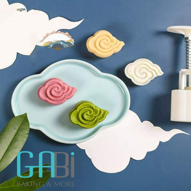 Khuôn nhấn trung thu lò xo 1 mặt đám mây 50g