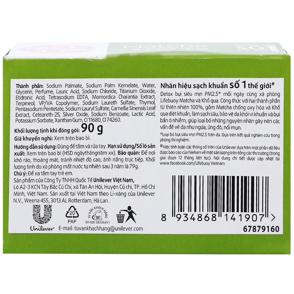 Xà phòng bảo vệ khỏi vi khuẩn Lifebuoy matcha và khổ qua 90g
