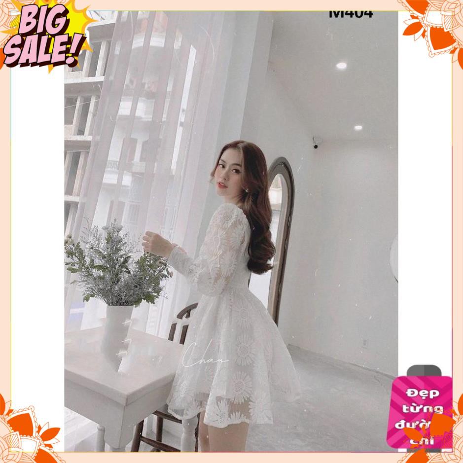 [HÀNG CAO CẤP] Đầm nữ ren hoa cúc tay dài bồng phối nút bọc sang chảnh [KÈM ẢNH THẬT] | BigBuy360 - bigbuy360.vn
