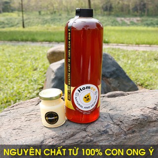 COMBO VÀNG ĐẬM -Mật Ong Nguyên Chất Hoa Cao Nguyên HOMEE 1LÍT +Sữa Ong Chúa Tươi HOMEE 100g -NGUYÊN CHẤT TỪ CON ONG Ý
