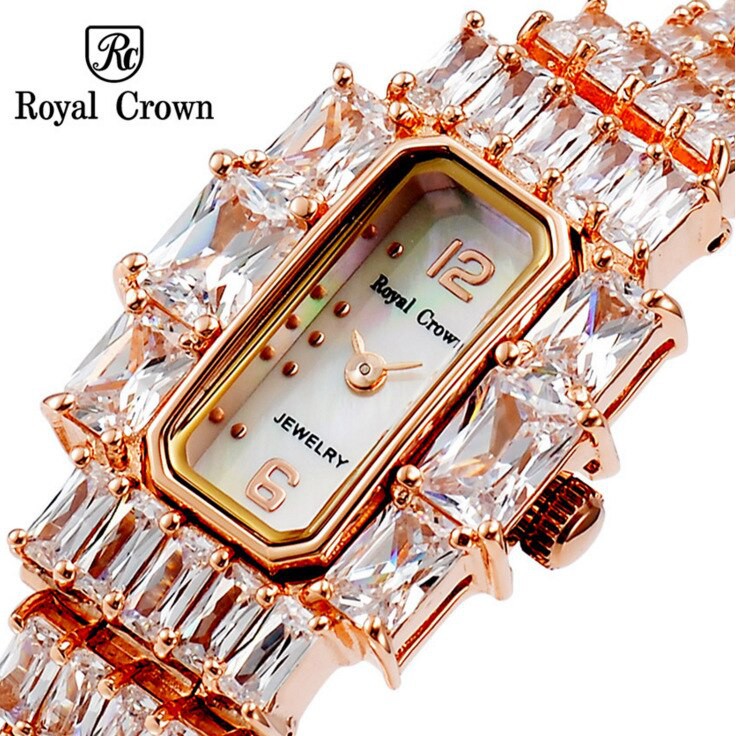 Đồng Hồ Nữ Chính Hãng Royal Crown 3612 Jewelry Dây Kim Loại Đính Đá Chống Nước Chống Xước