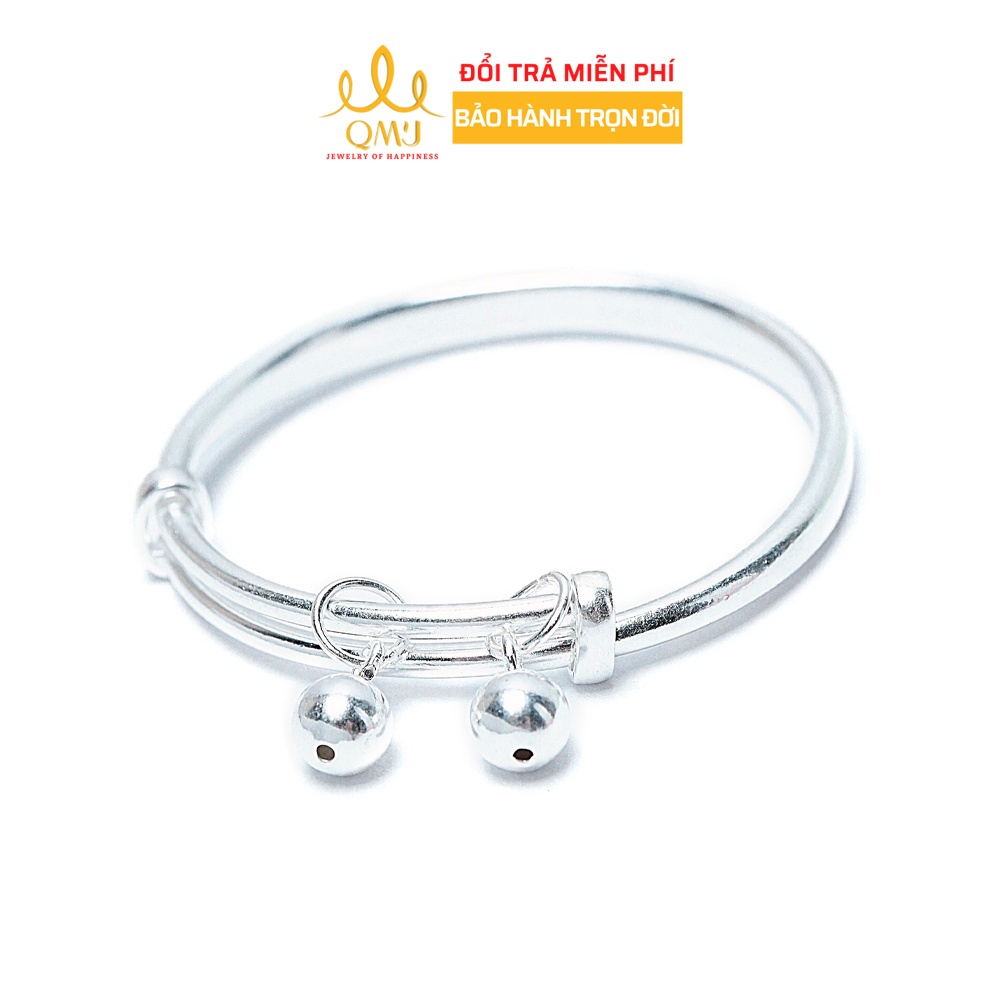 Vòng tay bạc bé trai gái nguyên chất Chuông xinh bạc s990 cao cấp QMJ Q119