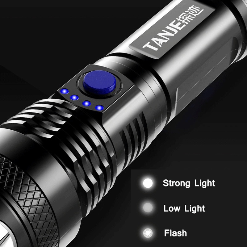 Đèn Pin Sạc USB ABS 3 Chế Độ Sáng Chuyên Dụng Cho Hoạt Động Ngoài Trời