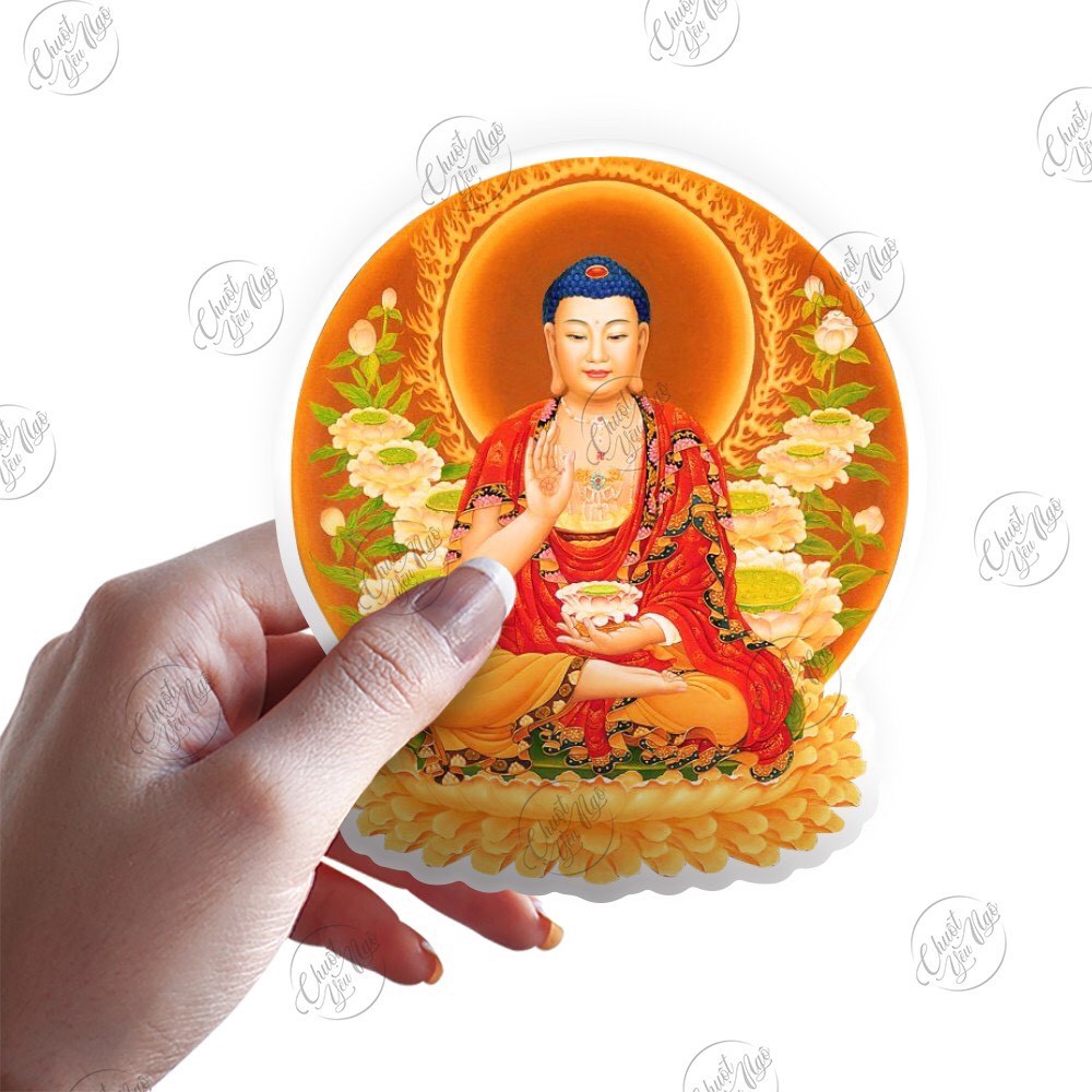 Bộ 8 hình dán decal chống nước Phật Quan Âm, Phật Thích Ca, Phật Thiên Thủ Thiên Nhãn... dán xe nhà cửa,cầu bình an NT07