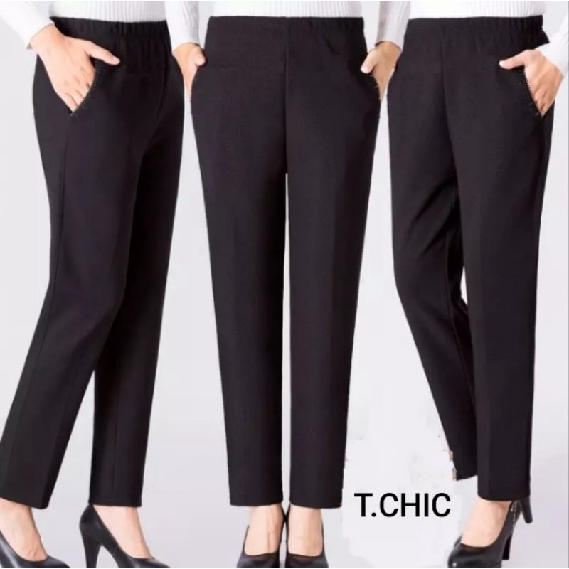 Quần trung niên ống đứng quần dài cho mẹ trung tuổi ống xuông lưng thun cao cấp cho bà big size 40-90kg T.CHIC