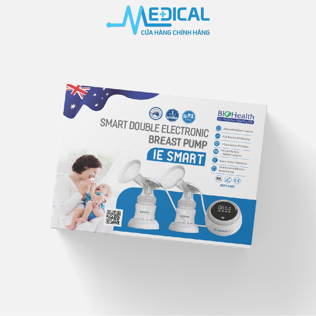 Máy hút sữa điện đôi 30 cấp độ Biohealth IE Smart màn hình hiển thị LED cảm biến - MEDICAL