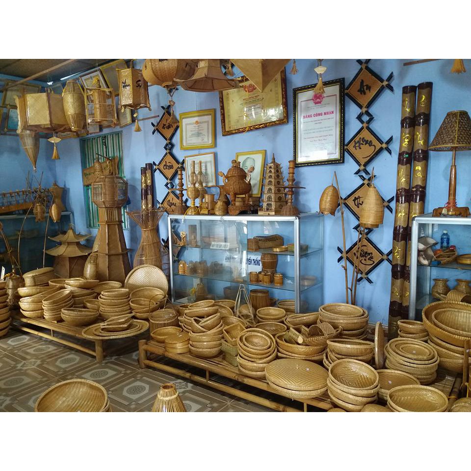 [Mây tre Bao La Huế] Đèn Trang Trí Để Bàn Bằng Mây Tre