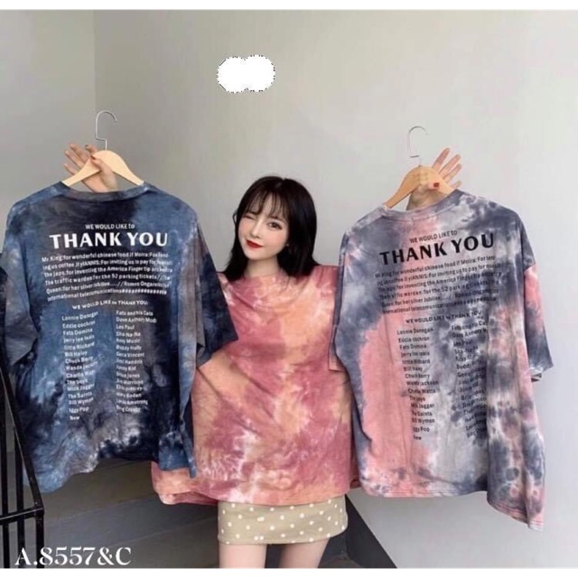 Áo thun loang màu tay lỡ unisex