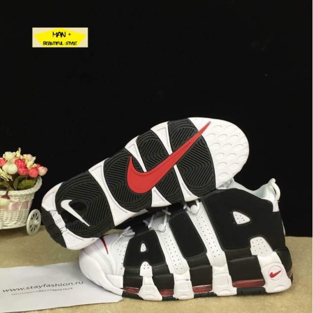Sales (Full box) Giày thể thao Air More Uptempo trắng chữ đen ✔️ 2020 💎 [ Real ] . *