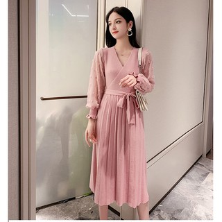 Váy cho con bú, váy bầu, dáng xòe, chất len