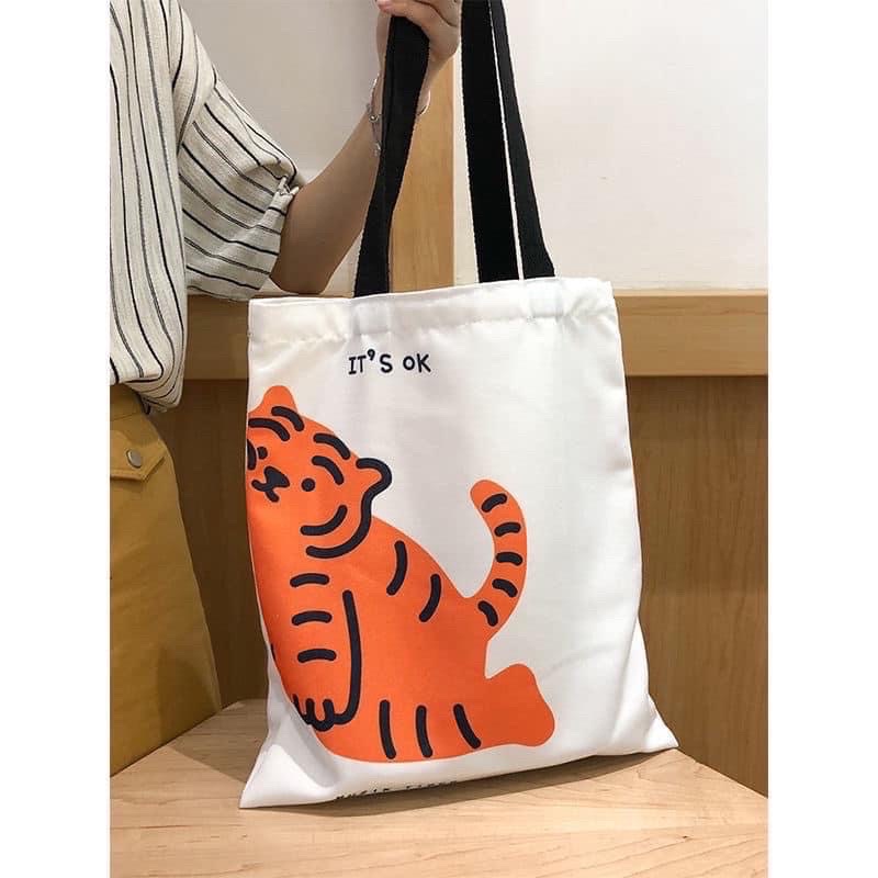 Túi tote vải in hình hổ cute