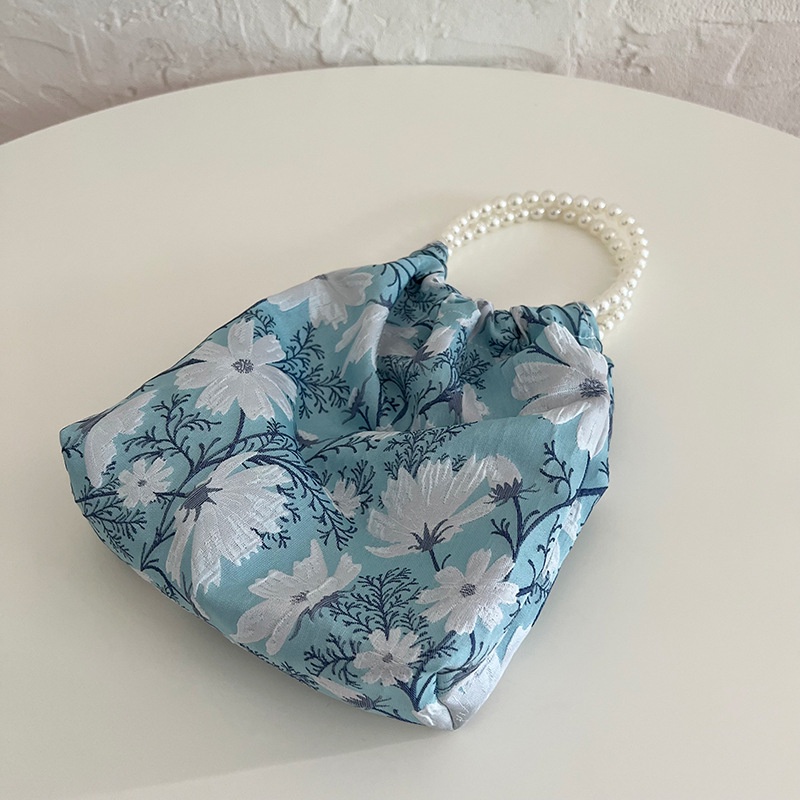 Ví Cầm Tay Nhỏ Đựng Điện Thoại Tiền Xu Đính Ngọc Trai Dễ Thương