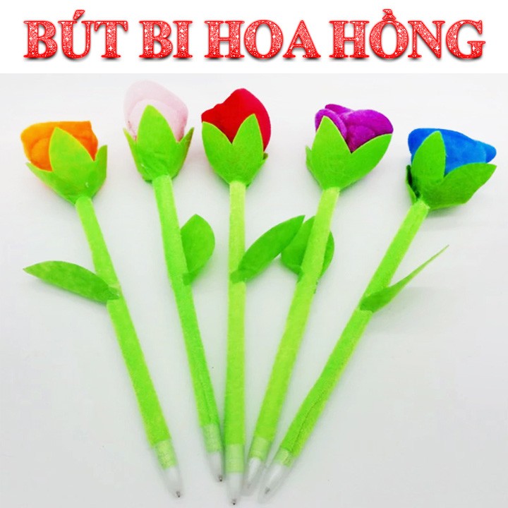 Bút bi hình cây hoa hồng Sunha, bút viết, bút mực, bút đẹp, bút hình hoa, bút trang trí SIGATO 9779