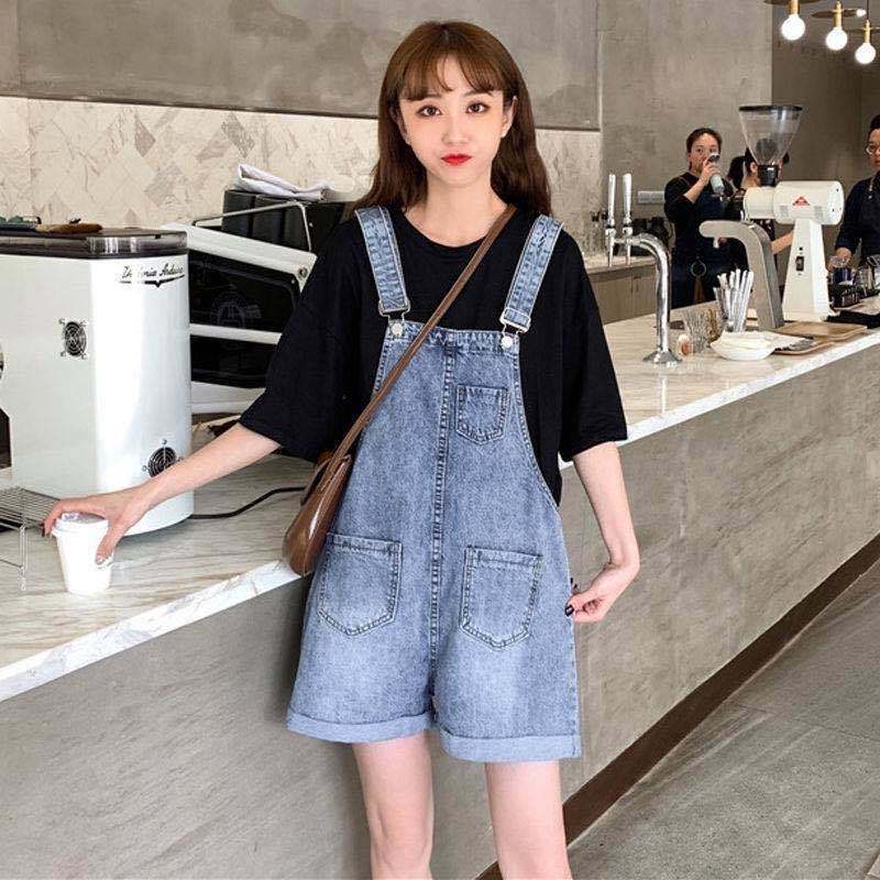 Đầm Yếm Denim Dài Dáng Rộng Phong Cách Retro Mới Cho Nữ