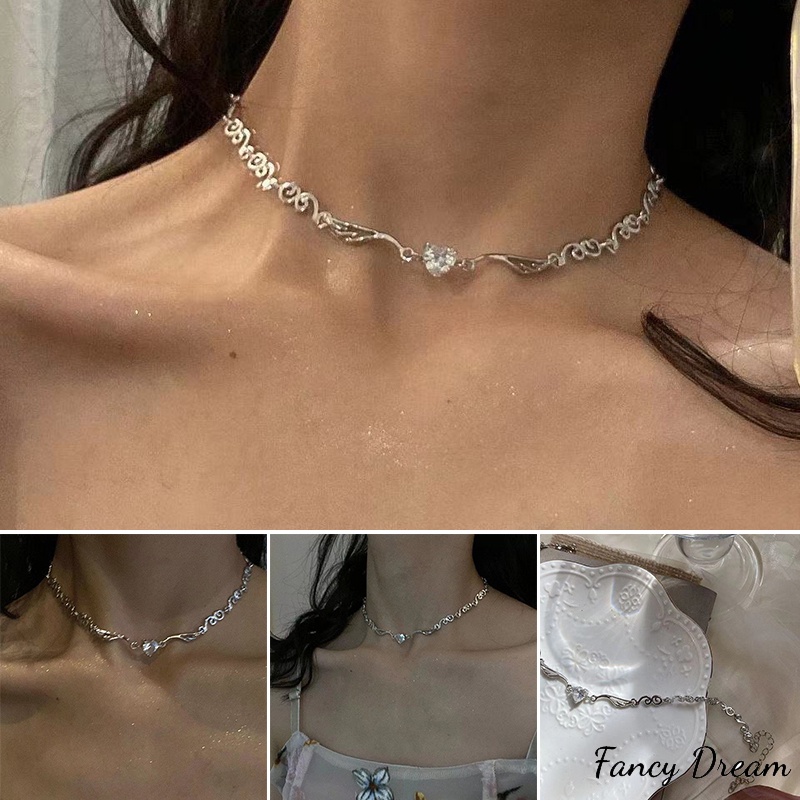 Vòng cổ Hợp Kim Mặt Hình Trái Tim Phong Cách Vintage Thời Trang