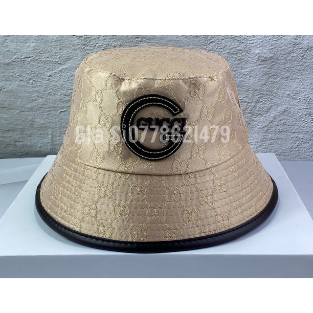 Mũ bo bucket - G da nâu ( thêu guxxxi ) hoạt tiết đậm chất thời trang nữ
