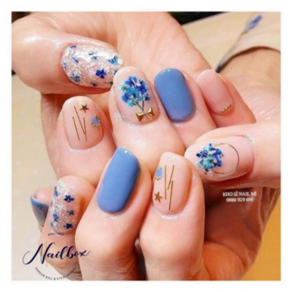 Hoa khô trang trí móng tay - Set 12 màu hoa chùm đắp gel ẩn phong cách Hàn Nhật A897