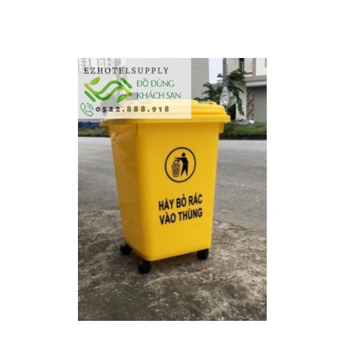 Thùng rác công cộng nhựa HPDE 60L - 4 bánh xe