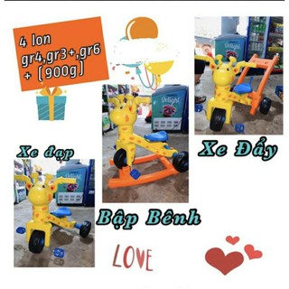 xe đạp+ đẩy+ bập bênh cho bé HkM Grow