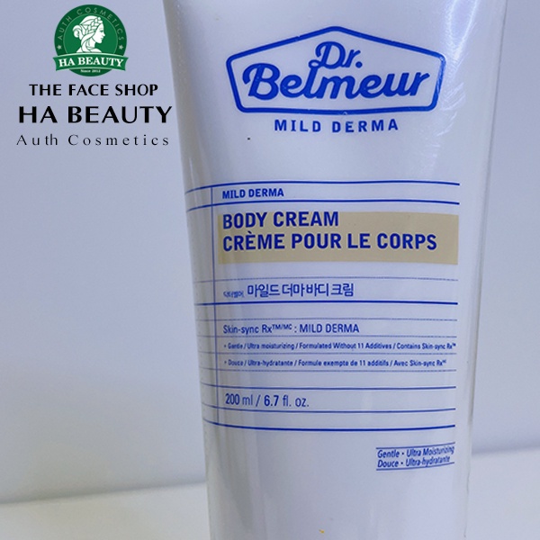 Kem dưỡng thể dưỡng ẩm tốt trắng da thơm lâu cho da nhạy cảm The Face Shop Dr Belmeur Mild Derma Body Cream 200ml
