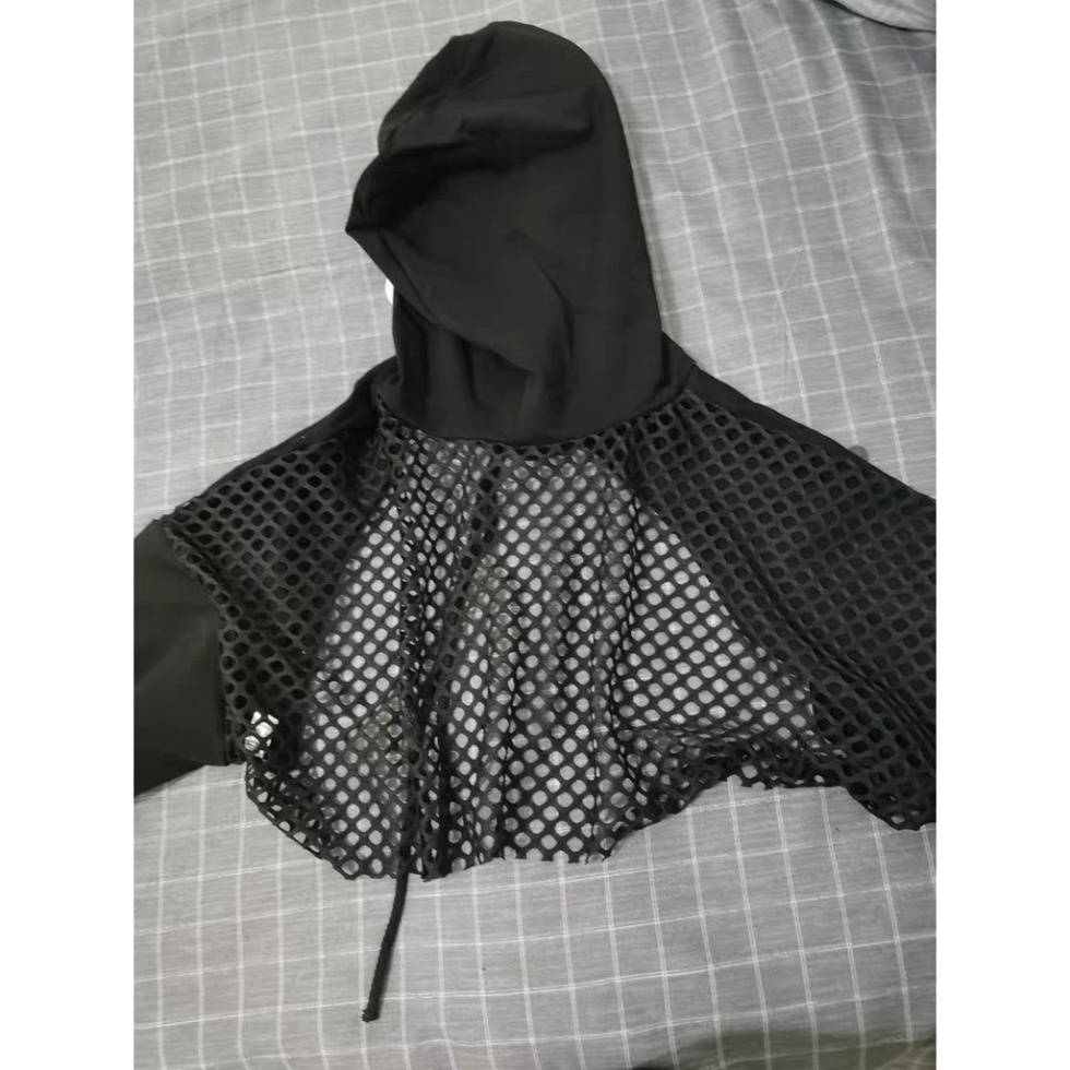 ÁO CROPTOP HOODIE HỞ NGỰC REN LƯỚI LƯNG , ÁO TẬP NHẢY DANCE