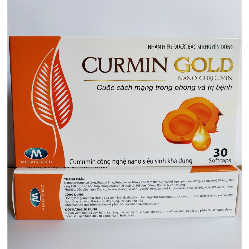 Viên Uống Giảm Đau Viêm Loét Dạ Dạy Curmin Gold - Nano Curcumin - Curmagold - Nguyên Liệu Nhập Khẩu Mỹ - Hộp 100 Viên
