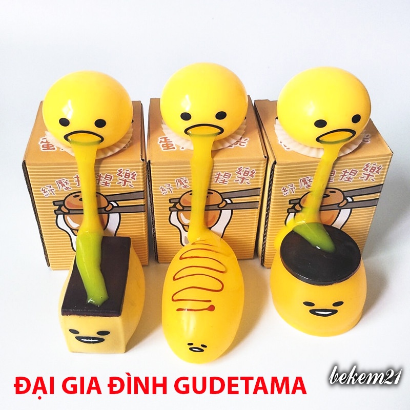 Đại gia đình Gudetama trứng biến thái trứng trút giận Gudetama Trứng Lưới Squishy Mochi