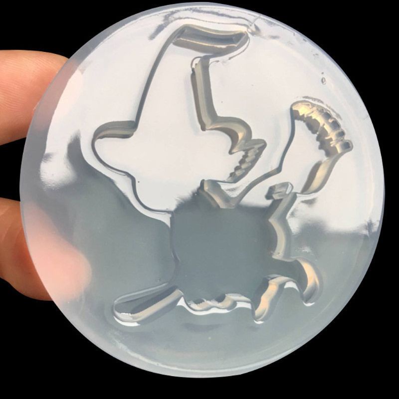 Khuôn Silicone Làm Mặt Dây Chuyền Hình Phù Thủy Trang Trí Halloween