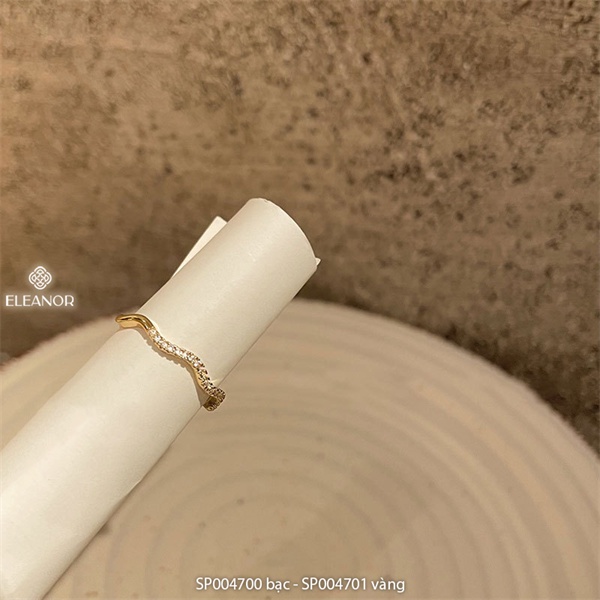 Nhẫn nữ hở bạc 925 Eleanor Accessories đính đá phụ kiện trang sức dáng lượn sóng thời trang