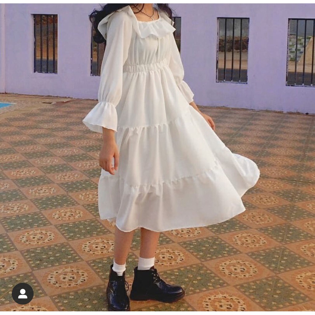 Váy Tiểu Thư Trắng Trễ Vai  Vintage ❤ Đầm Xòe 2 Lớp có lót trong Mặc Nhiều Kiểu giá rẻ👗Đầm tiểu thư ( ẢNH thật Feedback)