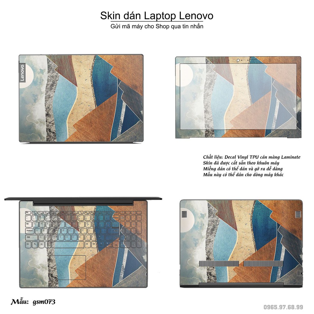 Skin dán Laptop Lenovo in hình giả sơn mài (inbox mã máy cho Shop)