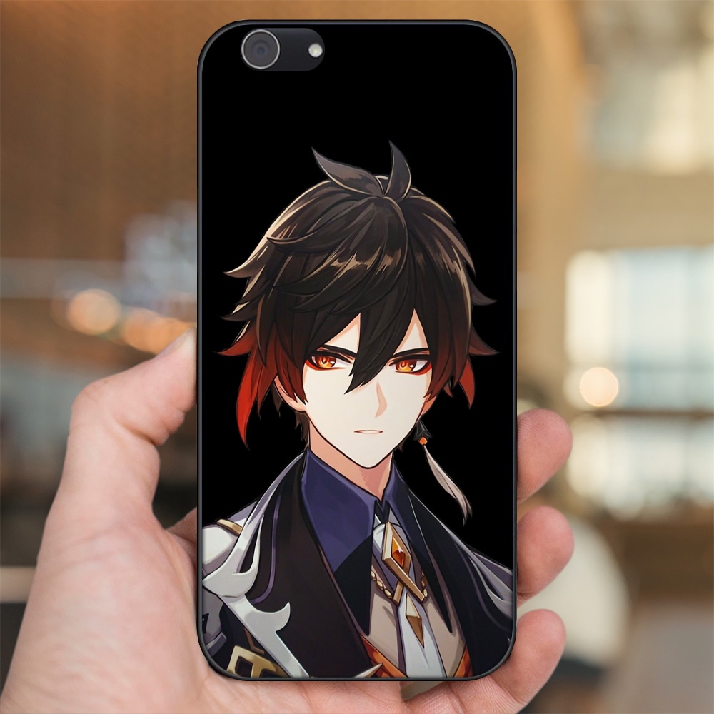 Ốp lưng Vivo Y53, Y69, Y71, Y81, Y83 viền đen in hình Zhongli Genshin Impact