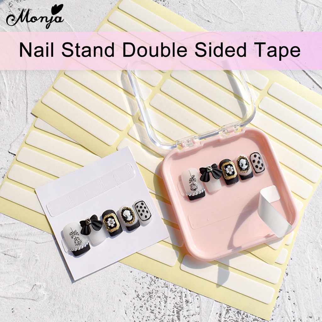 Monja Set 24 Băng Keo Hai Mặt Dính Đứng Dán Móng Tay Giả Trưng Bày