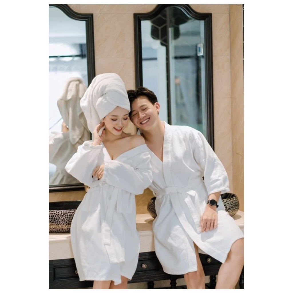 Áo Choàng Tắm, Áo Choàng Ngủ Hàng Cao Cấp 100% Cotton Tổ Ong Dùng Trong Khách Sạn, Nhà Nghỉ, Spa, Đi Biển, Đi Ngủ