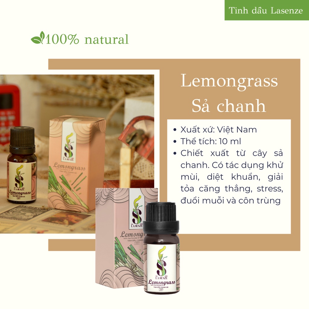 Tinh dầu Sả Chanh (Lemongrass) - Tinh Dầu Đuổi Muỗi - 100% Natural (Hàng Thật Không Pha)