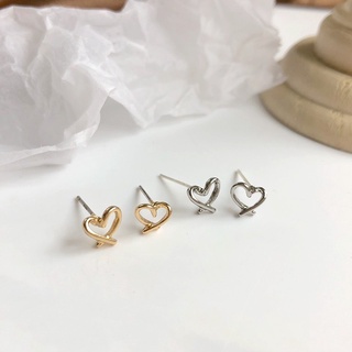 Bông tai basic nữ trái tim nhỏ Vintage chuôi bạc 925 H42