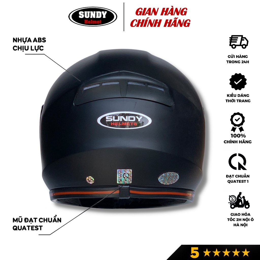 Mũ bảo hiểm full face SUNDY HP04K thời trang, kiểu dáng thể thao, nhiều họa tiết cá tính, freesize (56-60cm)